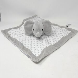 Pearhead Elephant‎ Lovey Gray White Blanket Baby Infant Security Satin Back